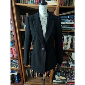 Vintage Aishty Women’s Medium Black Single Button Blazer Jacket Coat